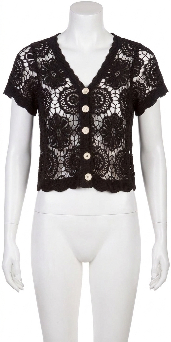NEW GIGI MODA diletta crochet cardigan in black